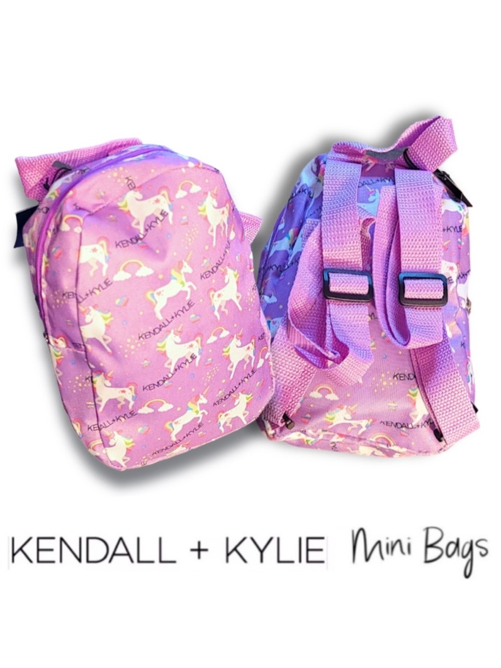 2 FOR $15‼️Kendall & Kylie Mini Bag Purple Rainbow Unicorns Print Micro Backpack